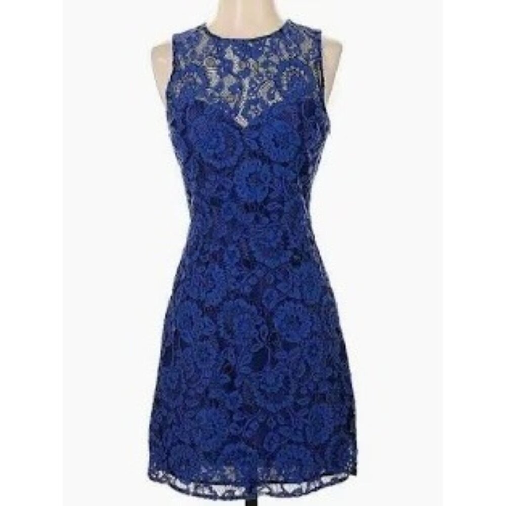 BB Dakota Nordstrom Womens Lace Sleeveless Dress Size 8 Blue & Black